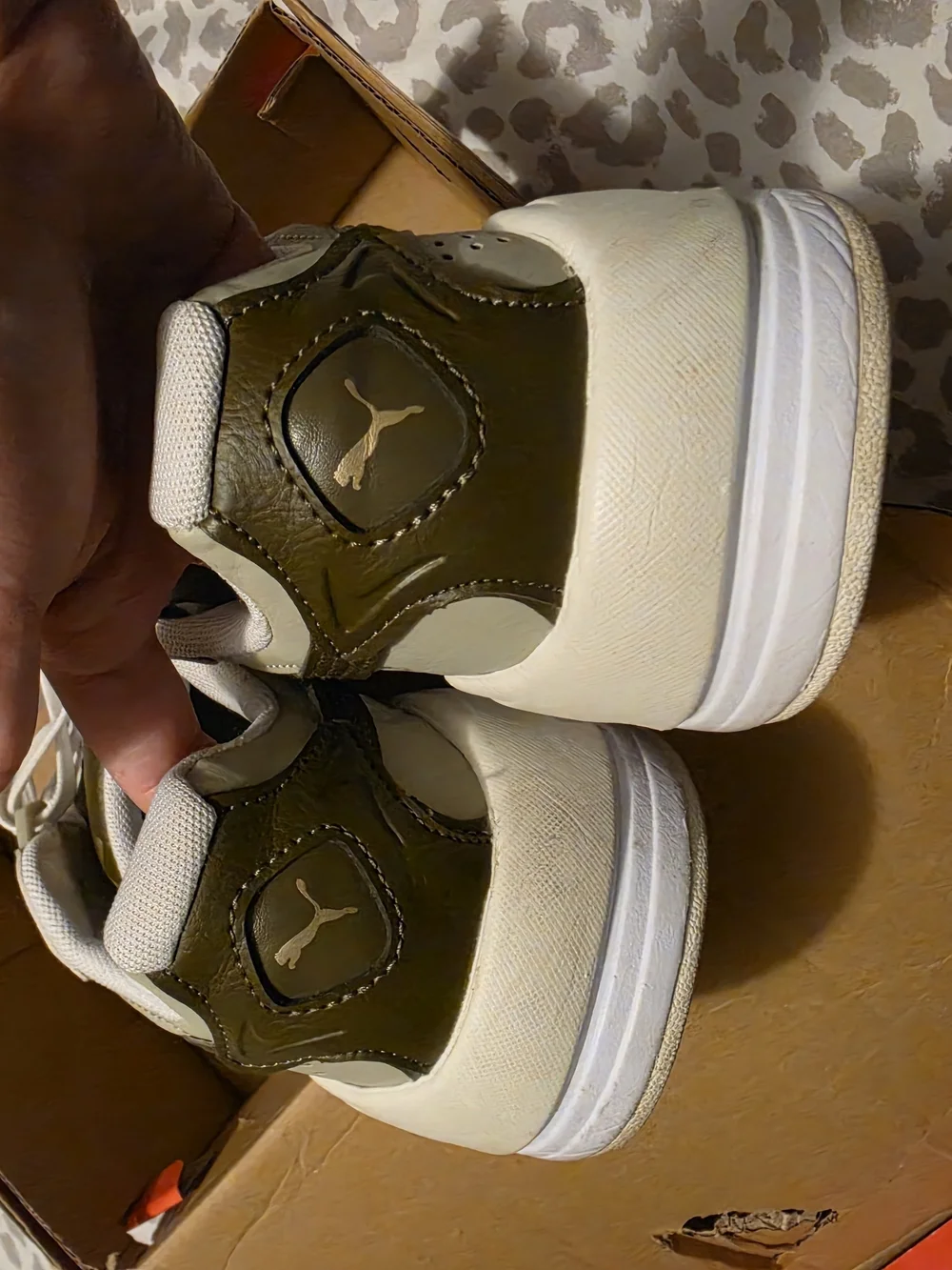 Puma Women's White and Olive Low-Top Sneakers